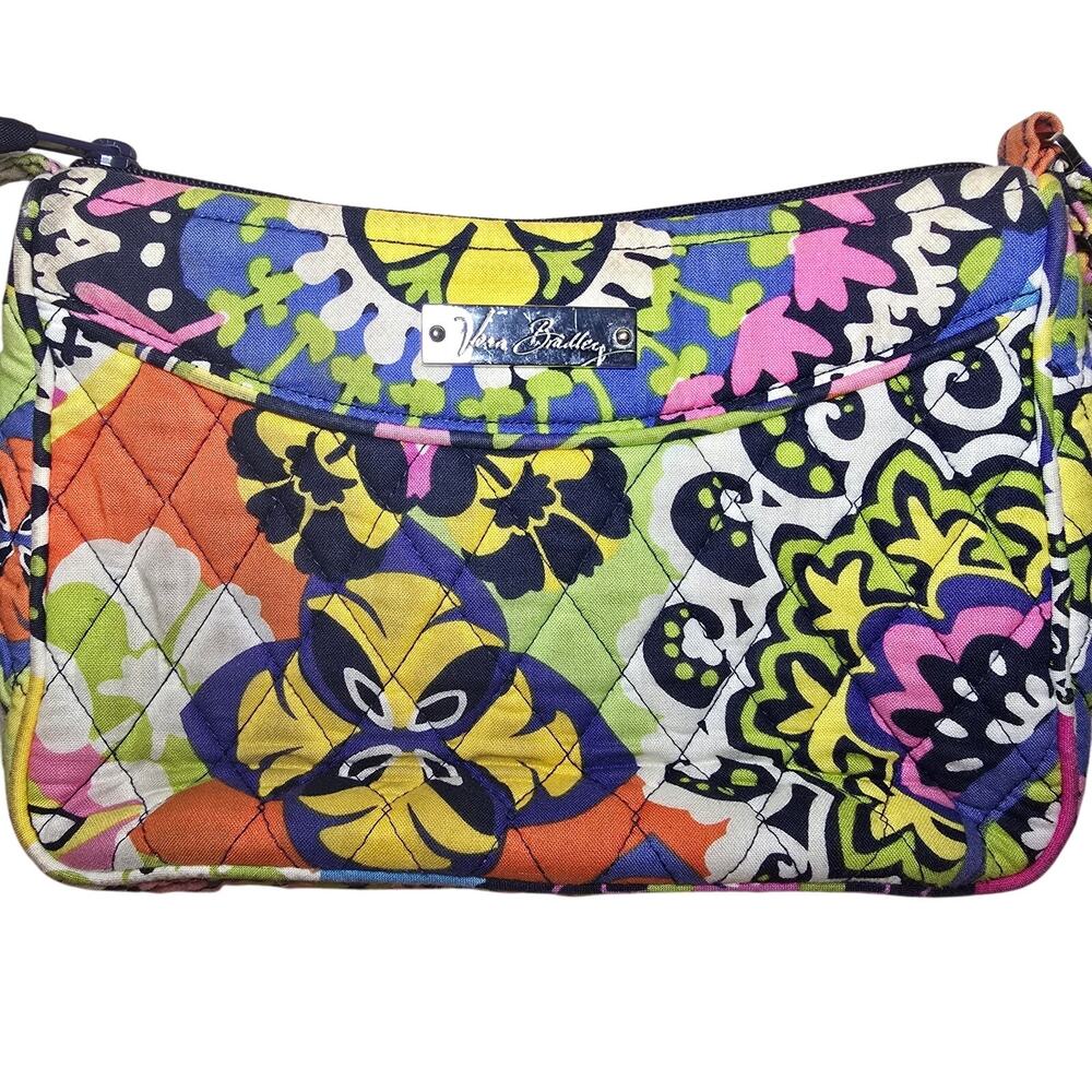 Vera Bradley Crossbody Rio Multi Color Spring Summer Zip Closure One Side Pocket - Picture 2 of 7